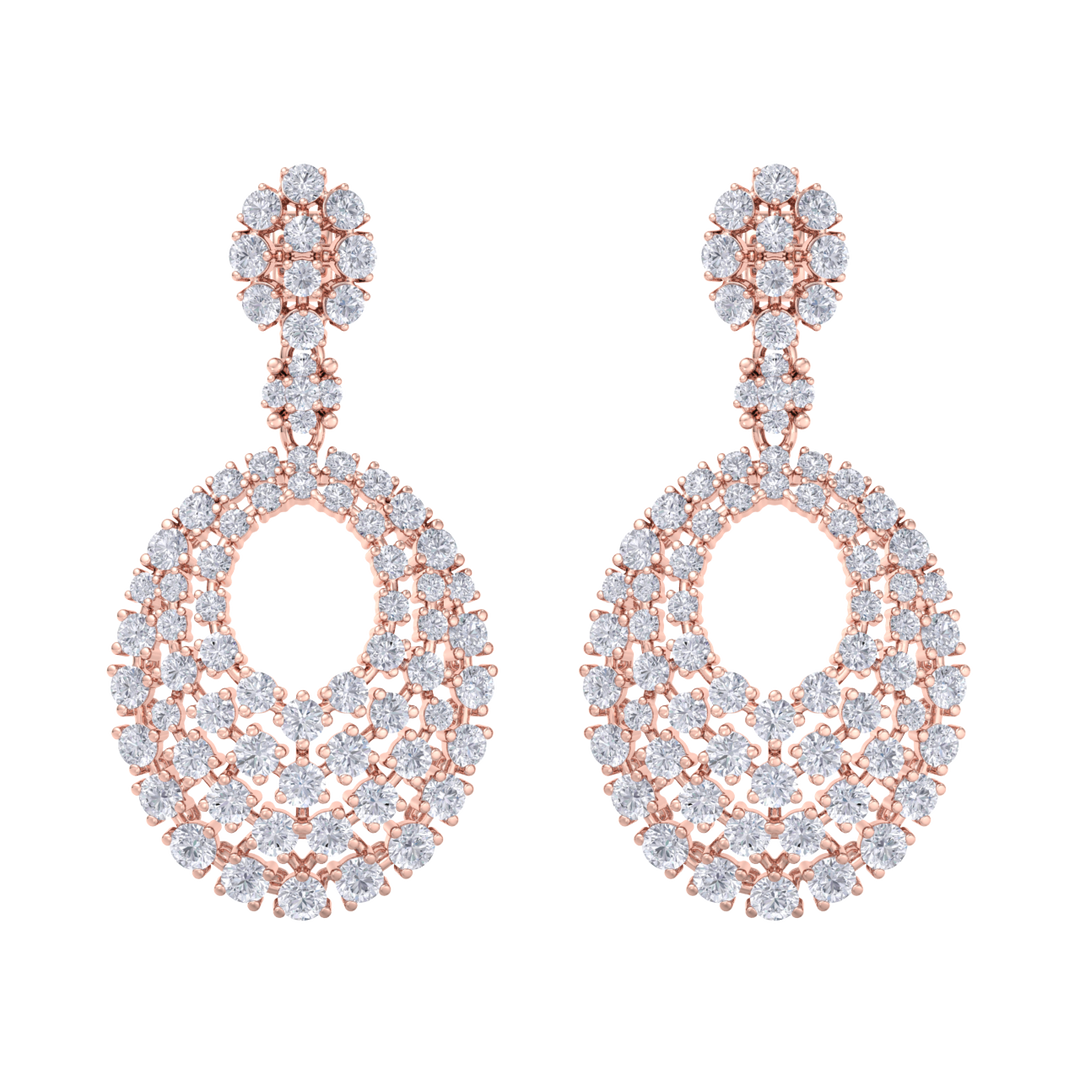 Classic earrings in white gold with white diamonds of 5.40 ct in weight