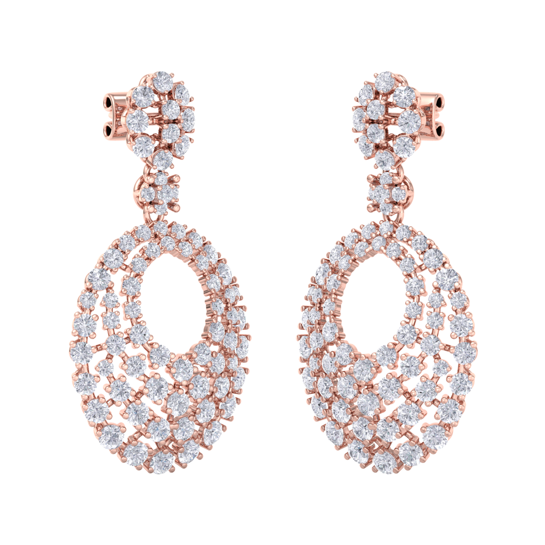 Classic earrings in rose gold with white diamonds of 5.40 ct in weight