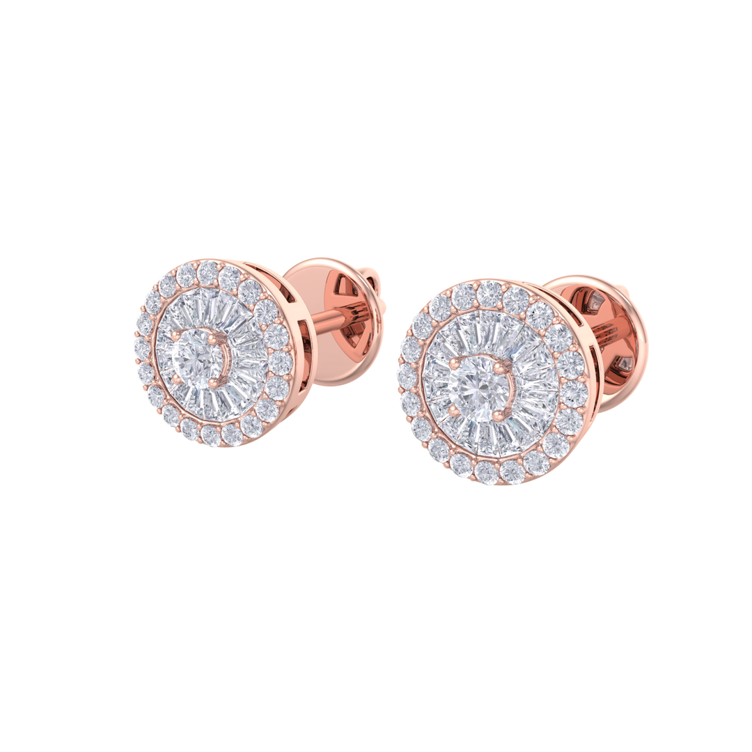 Halo earrings in white gold with white diamonds of 0.55 ct in weight