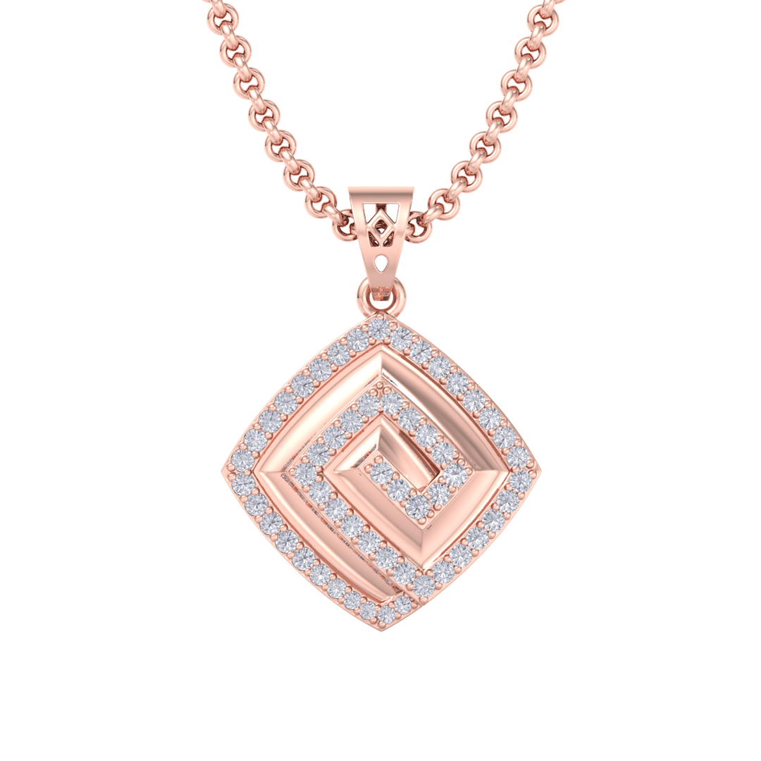 Square Pendant in rose gold with white diamonds of 0.61 ct in weight