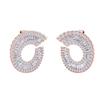 Load image into Gallery viewer, Baguette diamond circle studs in rose gold with white diamonds of 5.85 ct in weight
