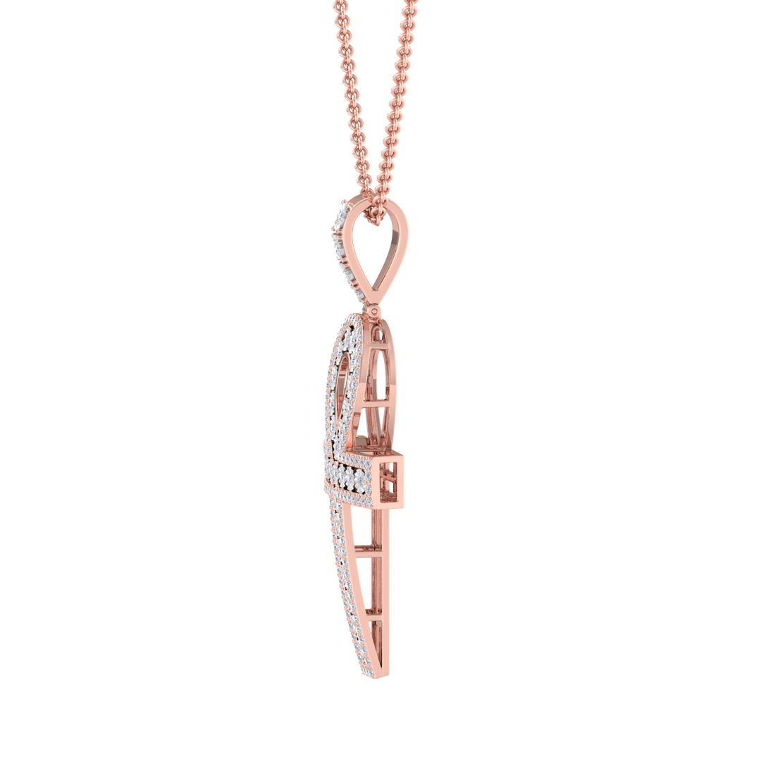 Ankh pendant in rose gold with white diamonds of 1.77 ct in weight