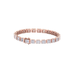 Load image into Gallery viewer, Baguette tennis bracelet in rose gold with white diamonds of 3.50 ct in weight
