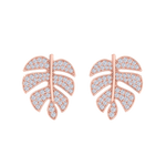 Load image into Gallery viewer, Leaf shaped earrings in rose gold with white diamonds of 0.65 ct in weight
