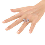 Load image into Gallery viewer, flower ring in rose gold with white diamonds of 1.62 ct in weight
