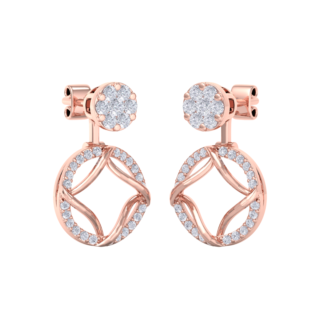 Drop earrings in yellow gold with white diamonds of 1.14 ct in weight