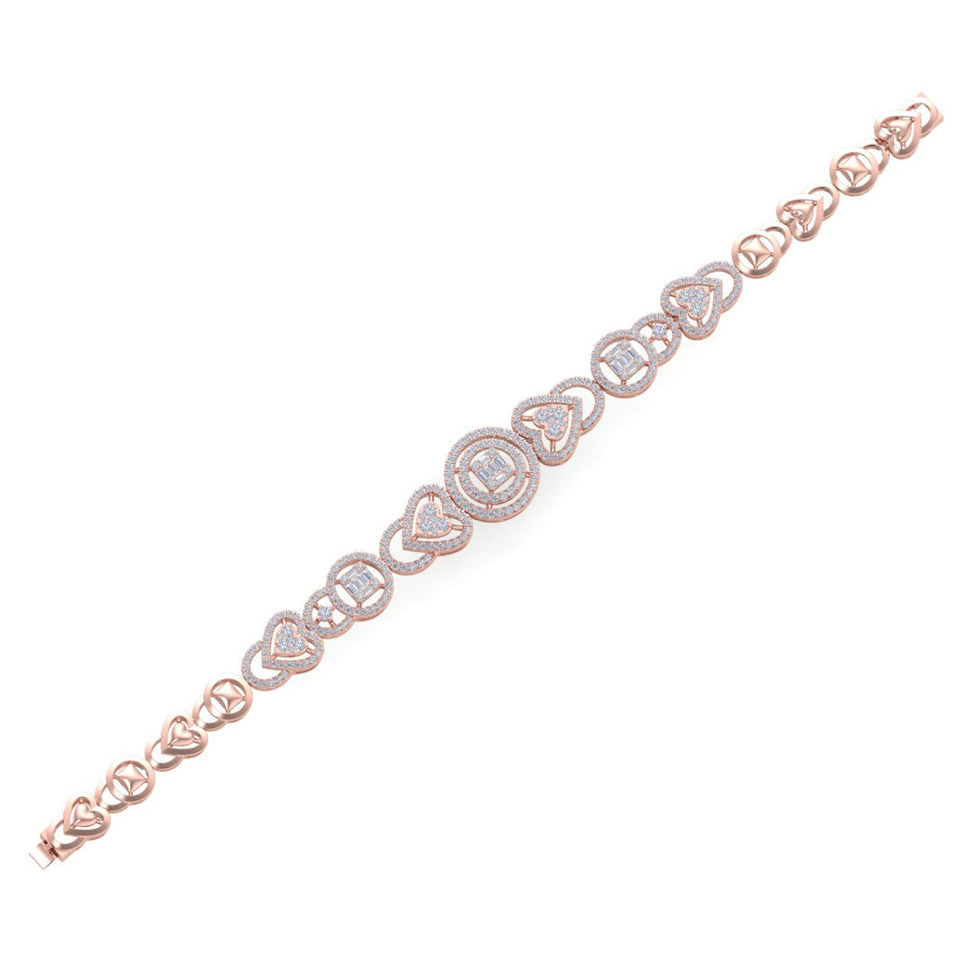 Statement bracelet in rose gold with white diamonds of 2.53 ct in weight