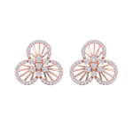 Load image into Gallery viewer, Flower shaped stud earrings in rose gold with white diamonds of 0.84 ct in weight
