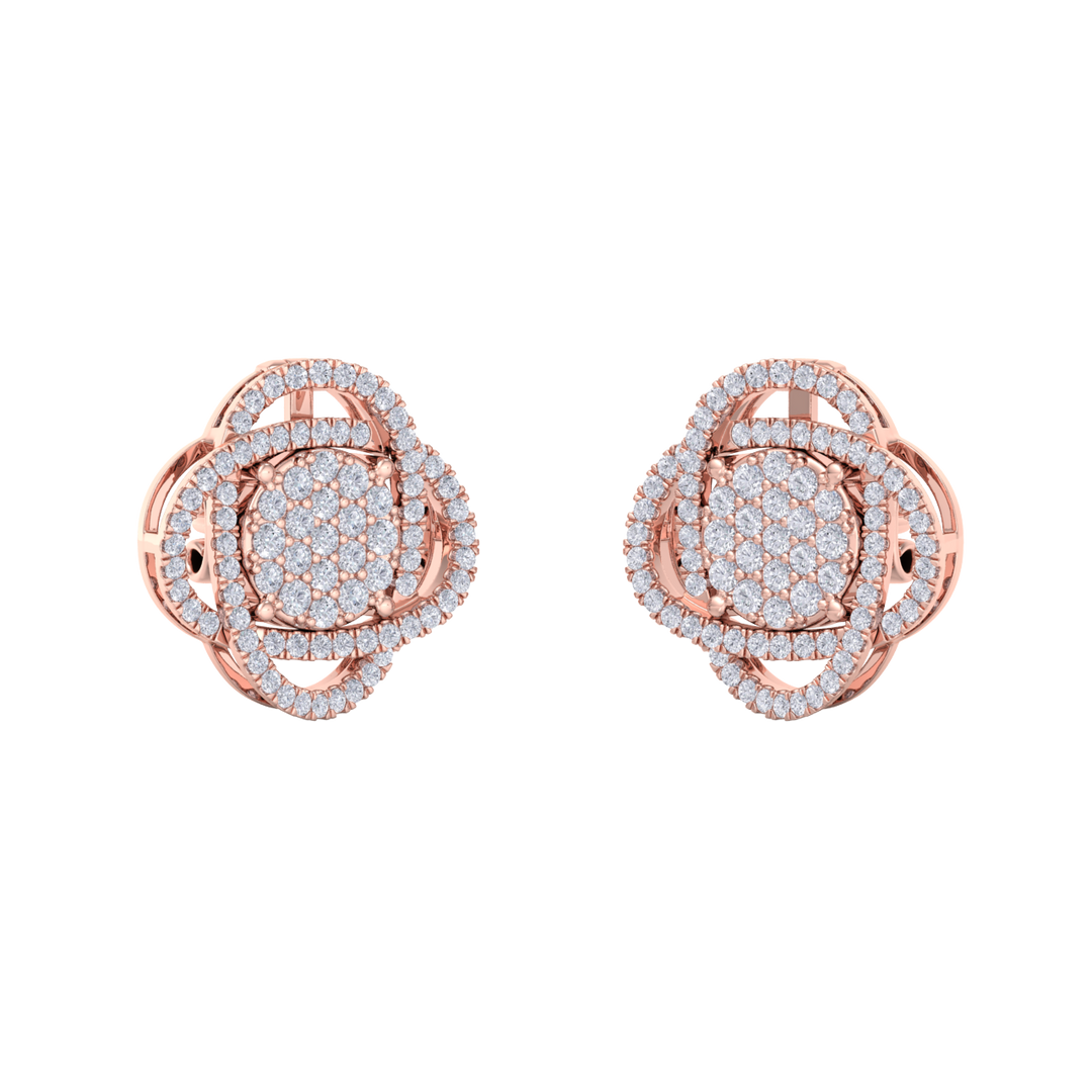 3 in 1 earrings in rose gold with white diamonds of 1.01 ct in weight