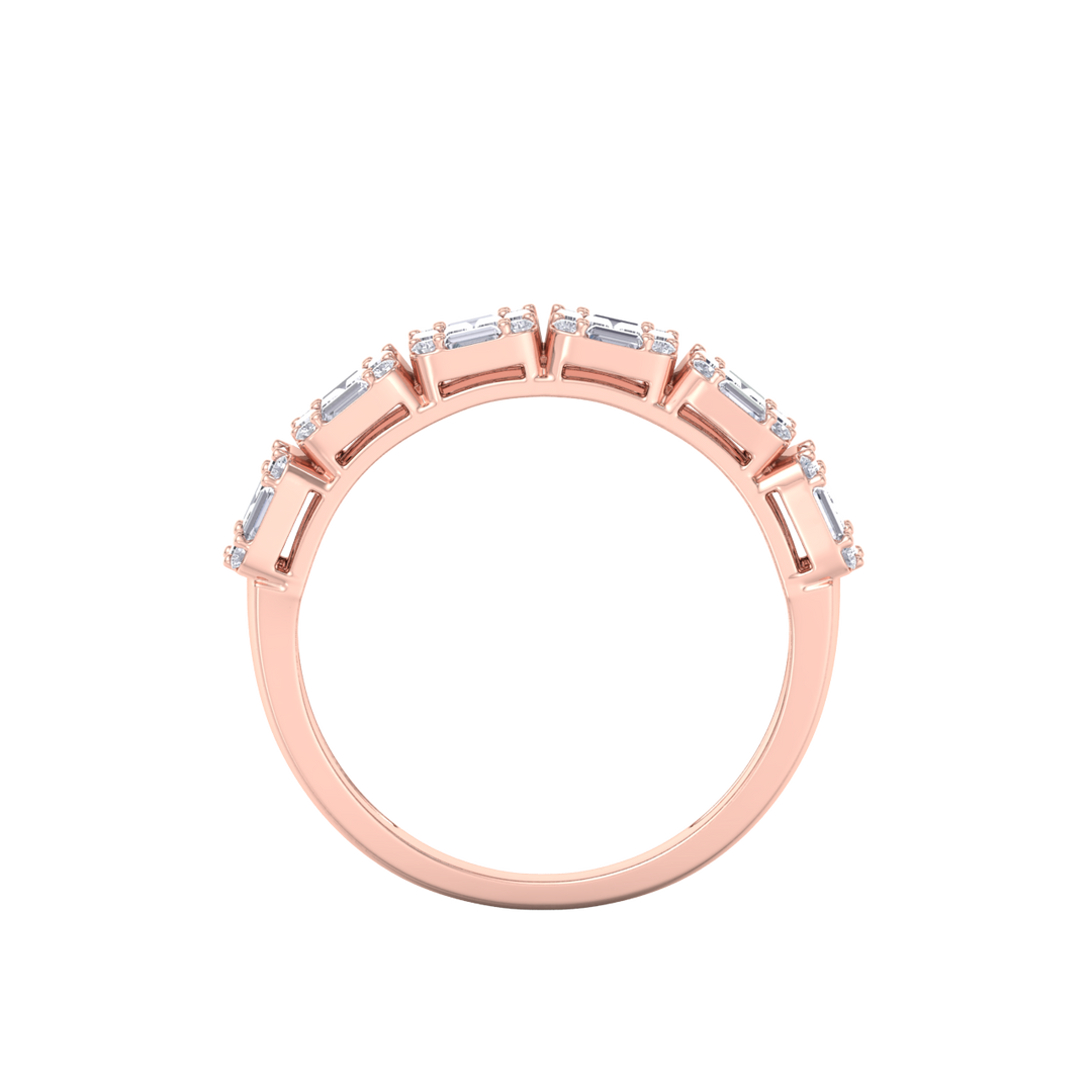 Anniversary ring with baguette white diamonds in rose gold with white diamonds of 2.03 ct in weight