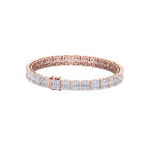 Load image into Gallery viewer, Baguette tennis bracelet in yellow gold with white diamonds of 5.20 ct in weight
