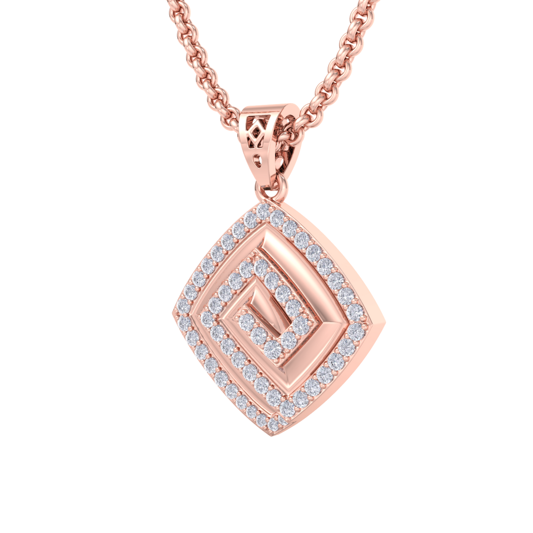 Square Pendant in yellow gold with white diamonds of 0.61 ct in weight