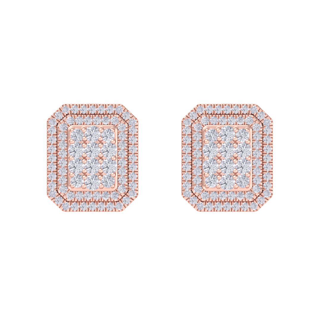 3 in 1 earrings in rose gold with white diamonds of 0.97 ct in weight