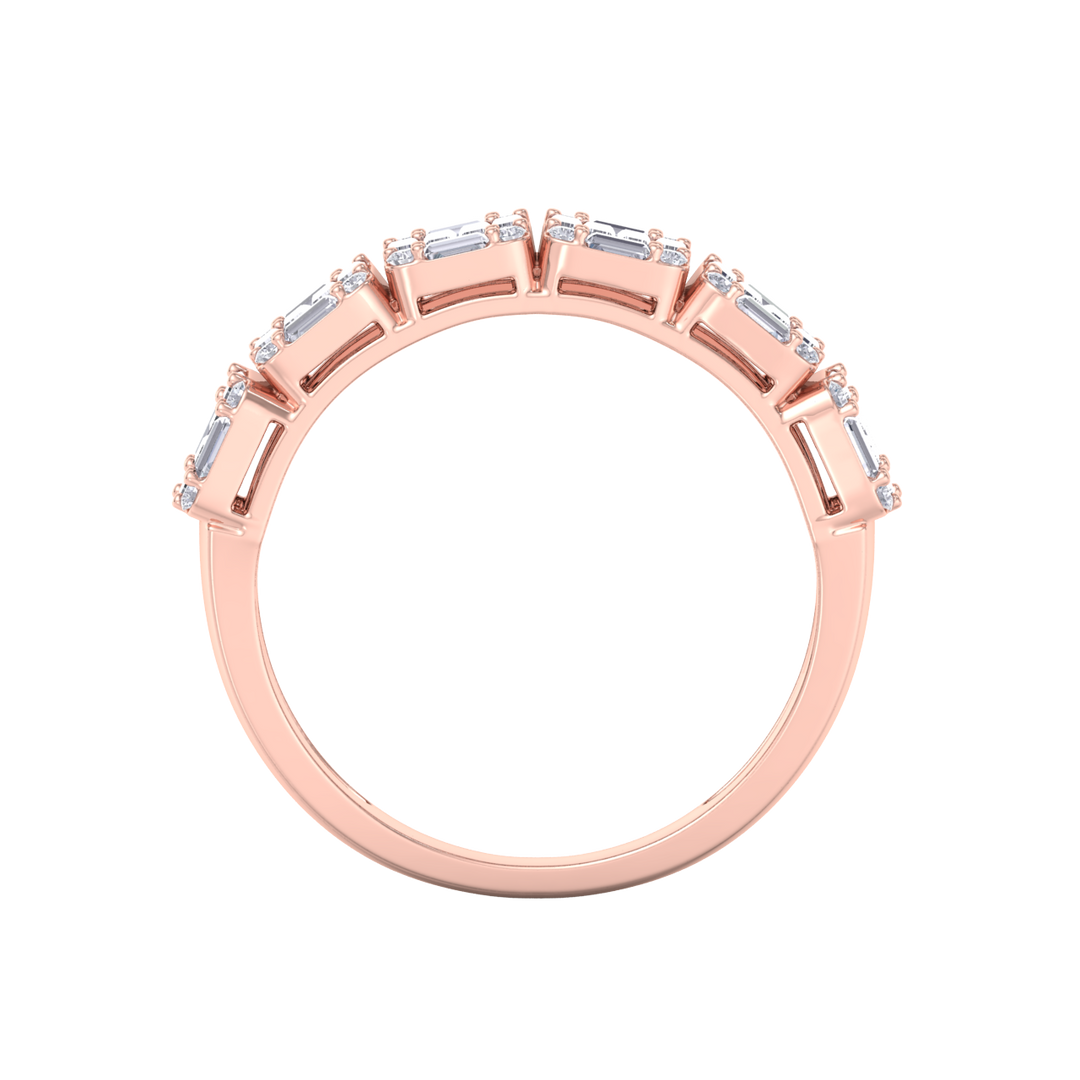 Baguette half eternity ring in yellow gold with white diamonds of 2.28 ct in weight