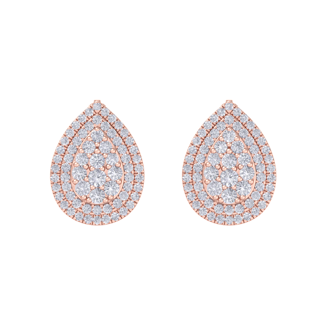 3 in 1 earrings in yellow gold with white diamonds of 0.85 ct in weight