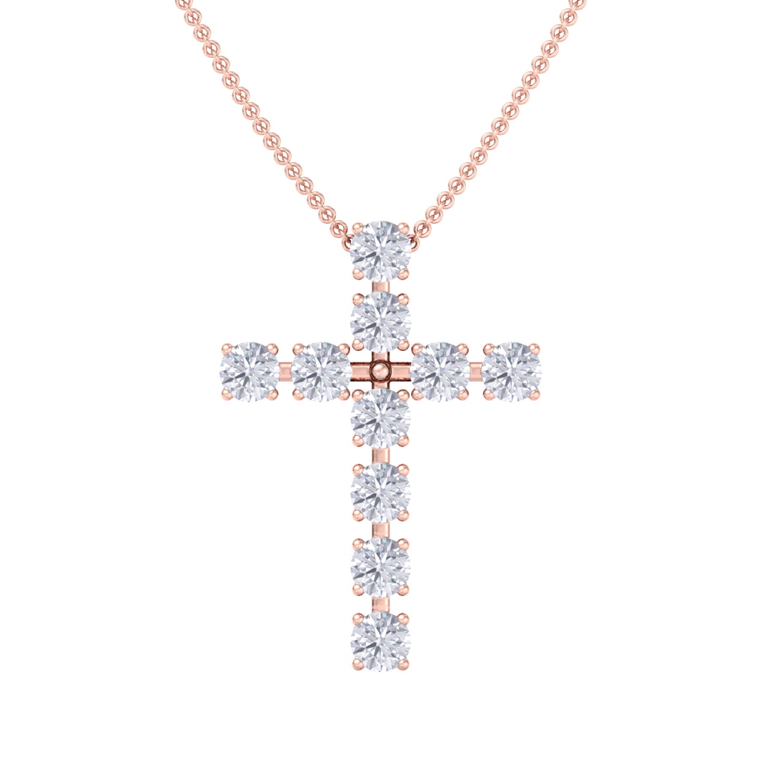 Diamond Cross Pendant in yellow gold with white diamonds of 1.10 ct in weight