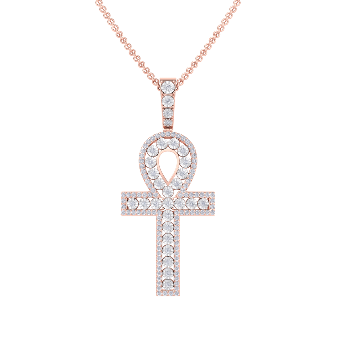 Ankh pendant in rose gold with white diamonds of 1.77 ct in weight