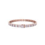 Load image into Gallery viewer, Baguette tennis bracelet in rose gold with white diamonds of 4.18 ct in weight
