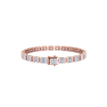 Load image into Gallery viewer, Baguette tennis bracelet in rose gold with white diamonds of 3.50 ct in weight
