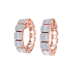 Load image into Gallery viewer, Baguette diamond hoop earrings in rose gold with white diamonds of 4.56 ct in weight
