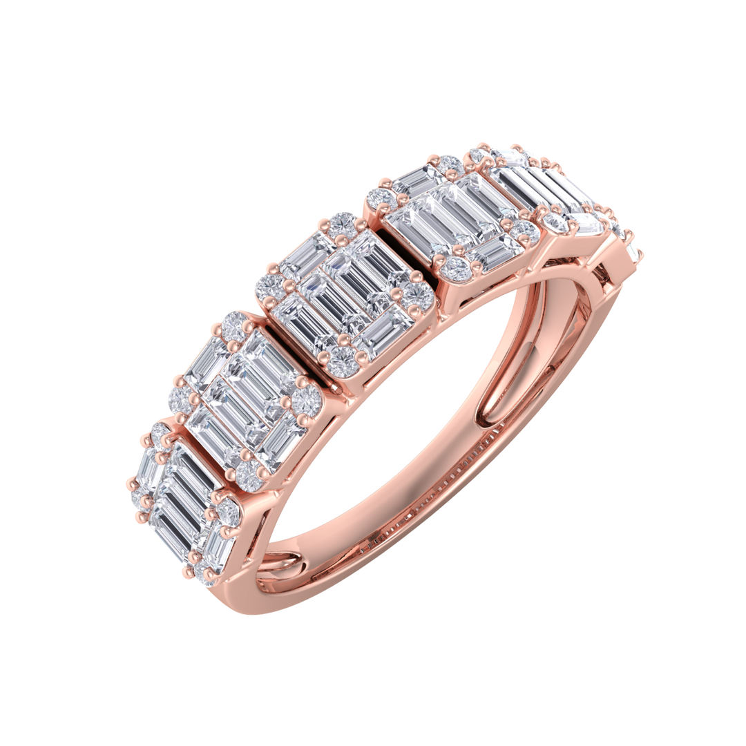 Baguette half eternity ring in white gold with white diamonds of 2.28 ct in weight