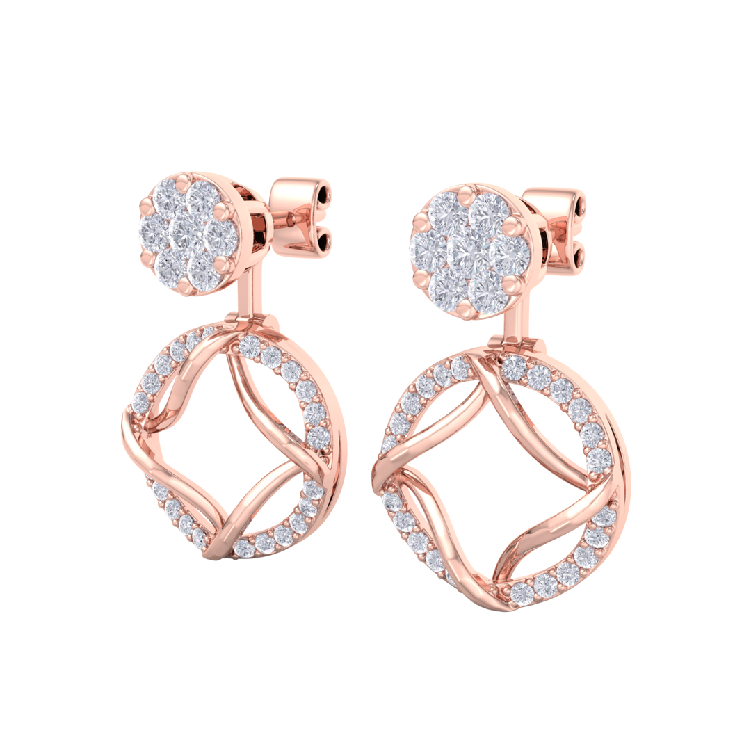 Drop earrings in white gold with white diamonds of 1.14 ct in weight