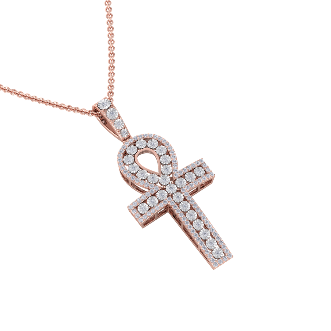 Ankh pendant in yellow gold with white diamonds of 1.77 ct in weight