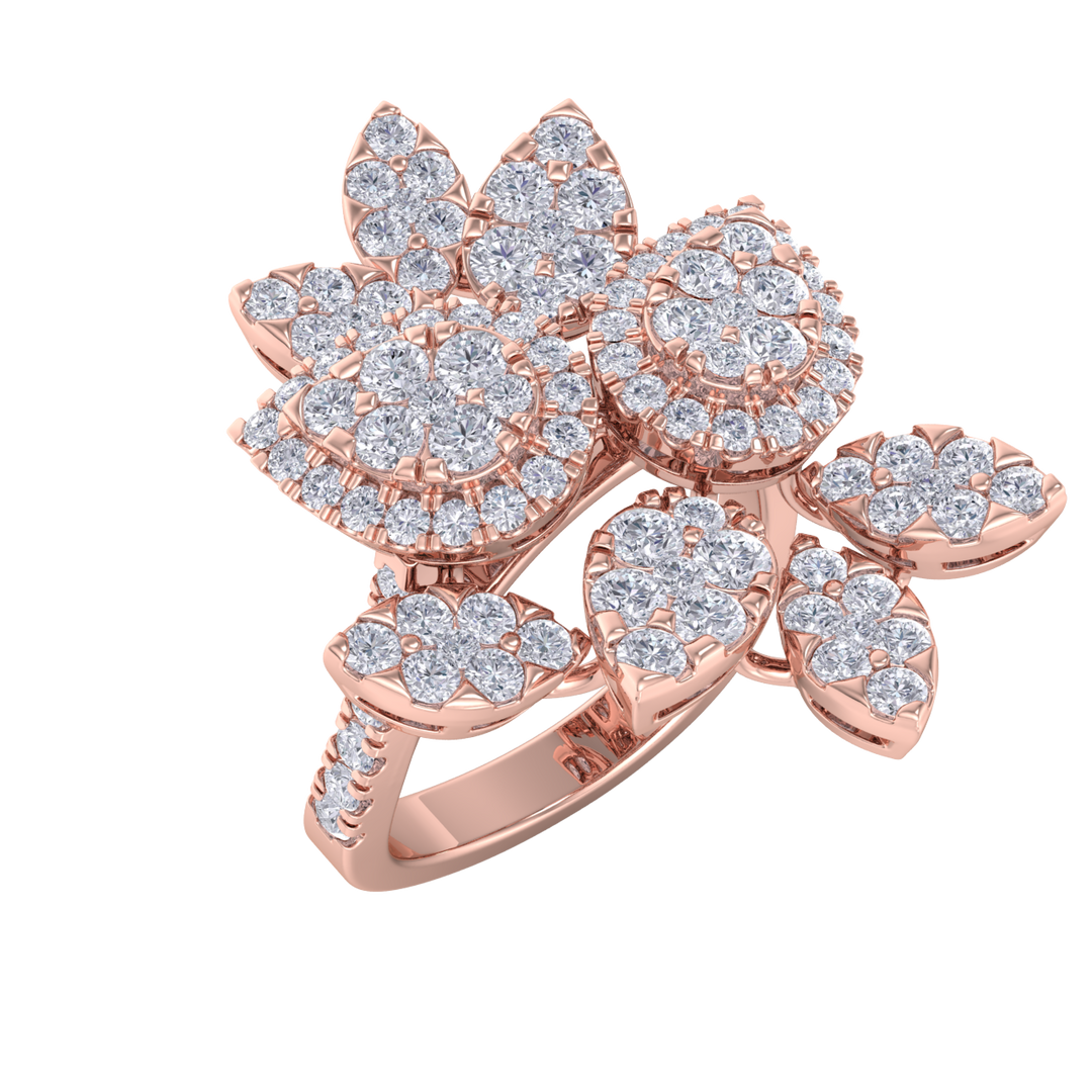 Diamond ring in rose gold with white diamonds of 1.76 ct in weight