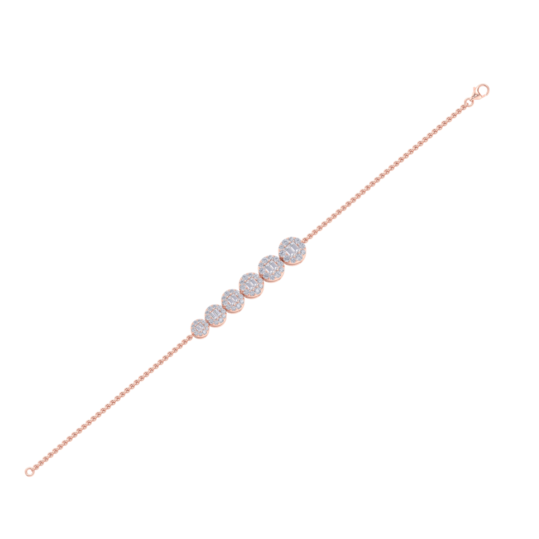 Stylish bracelet in rose gold with white diamonds of 0.72 ct in weight