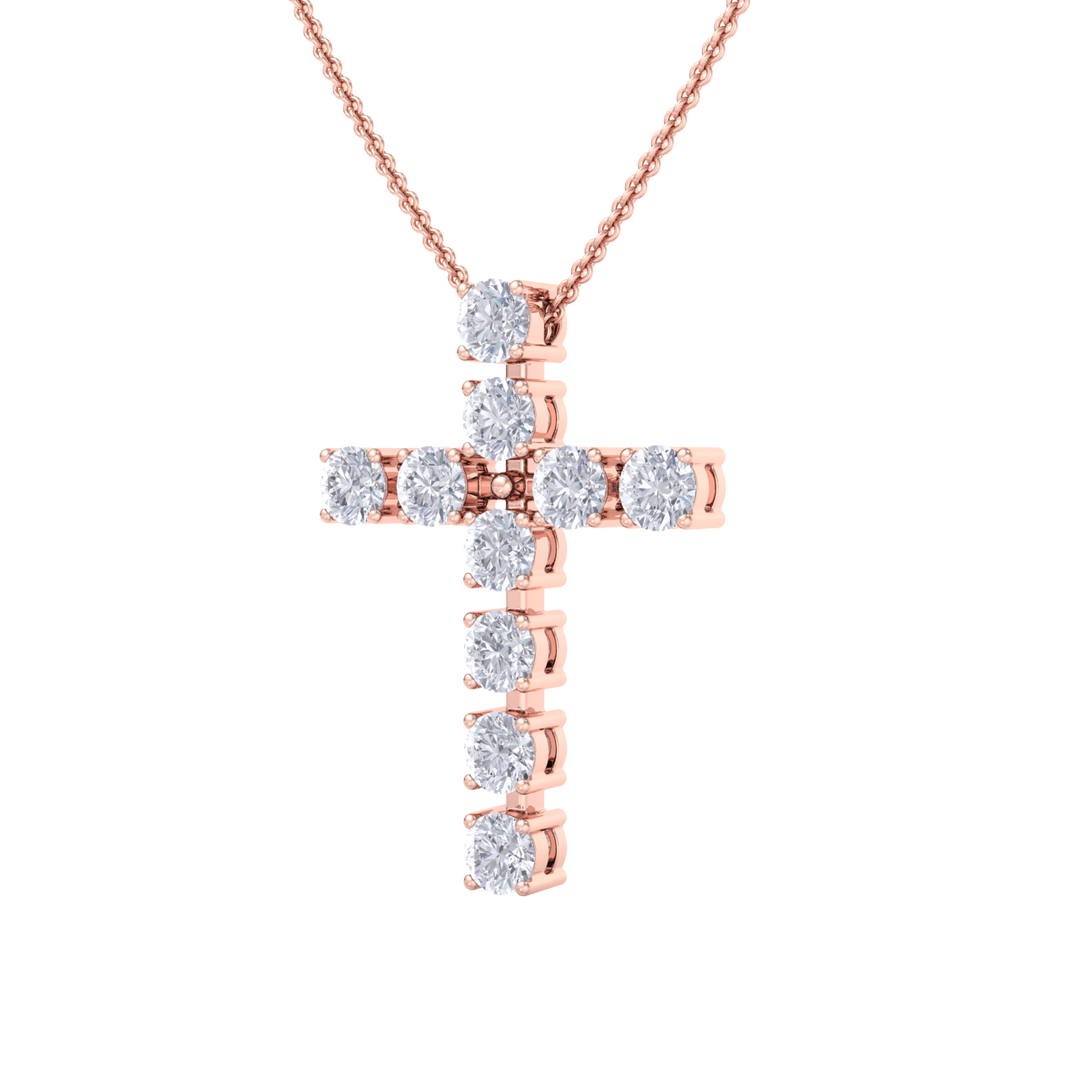 Diamond Cross Pendant in yellow gold with white diamonds of 1.10 ct in weight