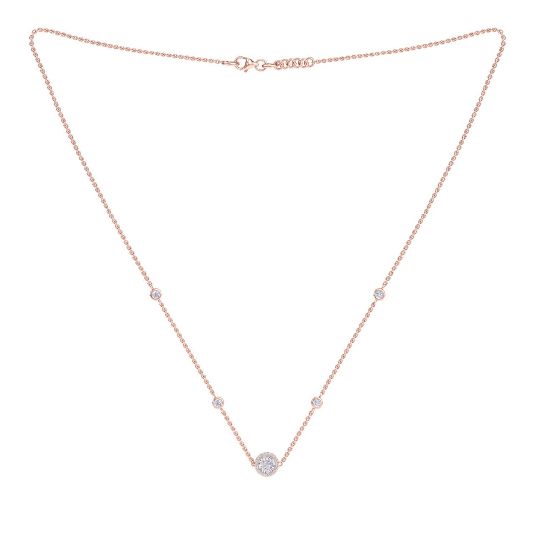 Beautiful Necklace in rose gold with white diamonds of 0.37 ct in weight