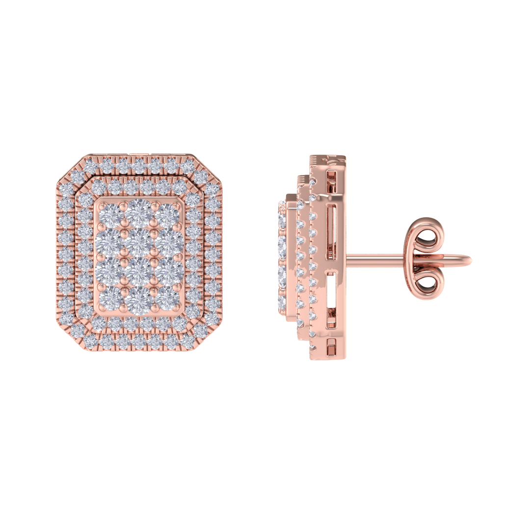 3 in 1 earrings in rose gold with white diamonds of 0.97 ct in weight