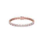 Load image into Gallery viewer, Baguette tennis bracelet in rose gold with white diamonds of 3.50 ct in weight
