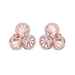 Load image into Gallery viewer, Flower shaped stud earrings in rose gold with white diamonds of 0.84 ct in weight
