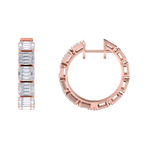 Load image into Gallery viewer, Baguette diamond hoop earrings in rose gold with white diamonds of 4.56 ct in weight
