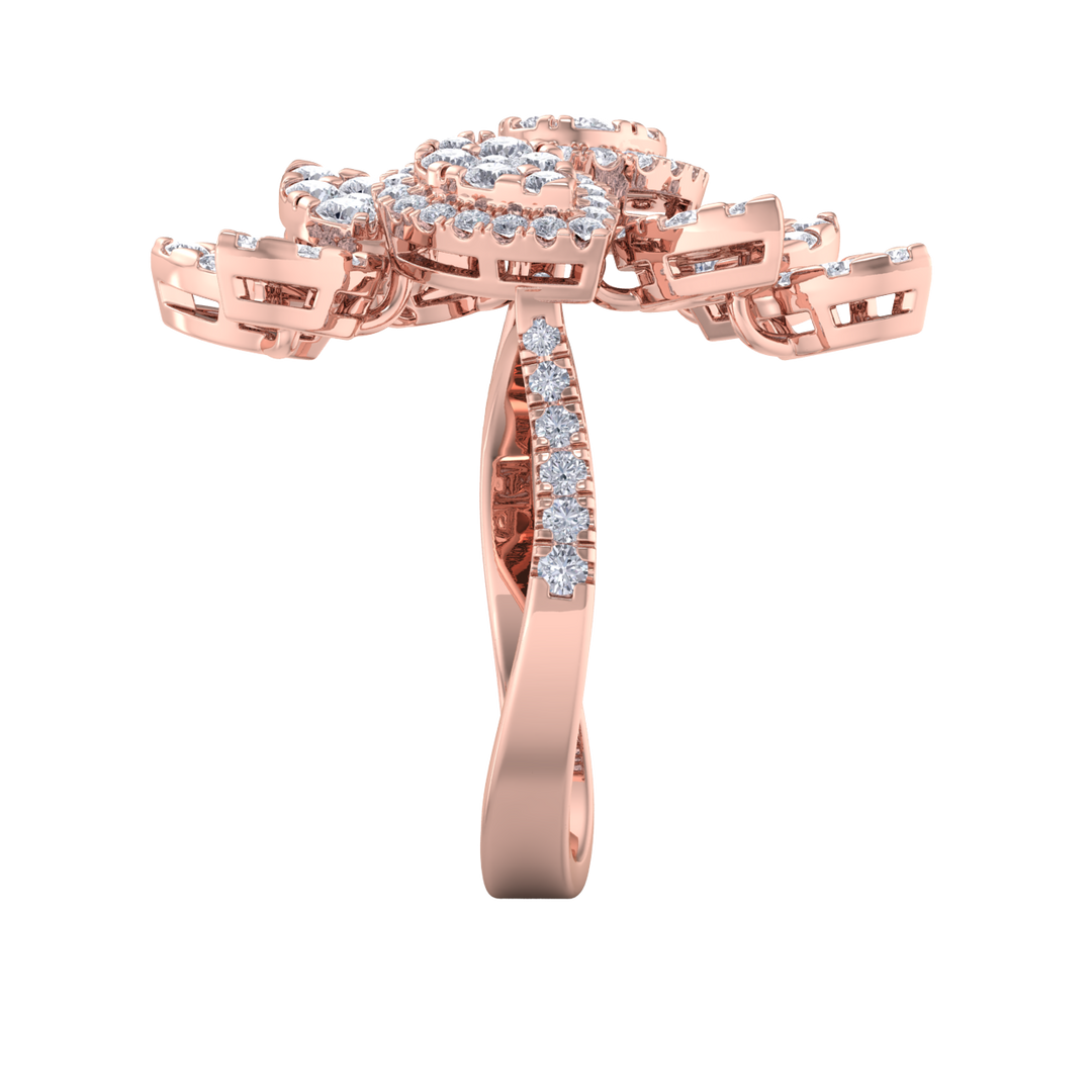 Diamond ring in rose gold with white diamonds of 1.76 ct in weight