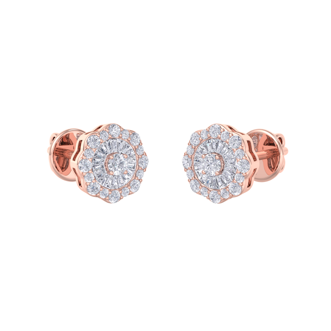 Round shaped stud earrings in white gold with white diamonds of 0.65 ct in weight