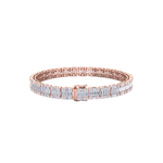 Load image into Gallery viewer, Baguette tennis bracelet in rose gold with white diamonds of 5.20 ct in weight
