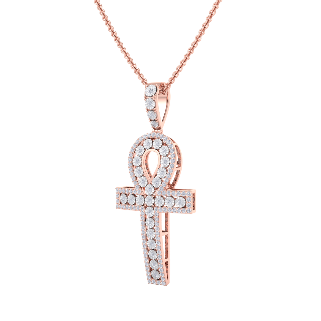 Ankh pendant in yellow gold with white diamonds of 1.77 ct in weight