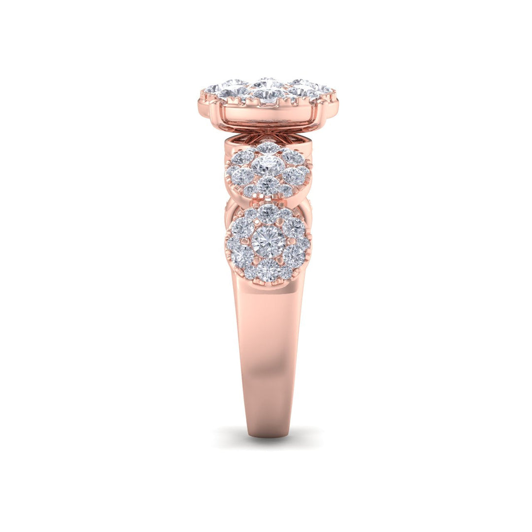 Bridal ring in yellow gold with white diamonds of 2.29 ct in weight