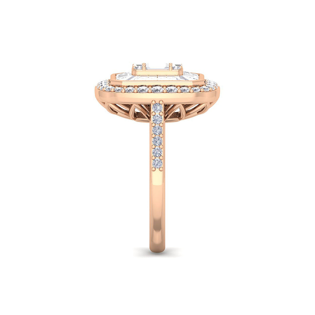 Beautiful Ring in rose gold with white diamonds of 3.07 ct in weight