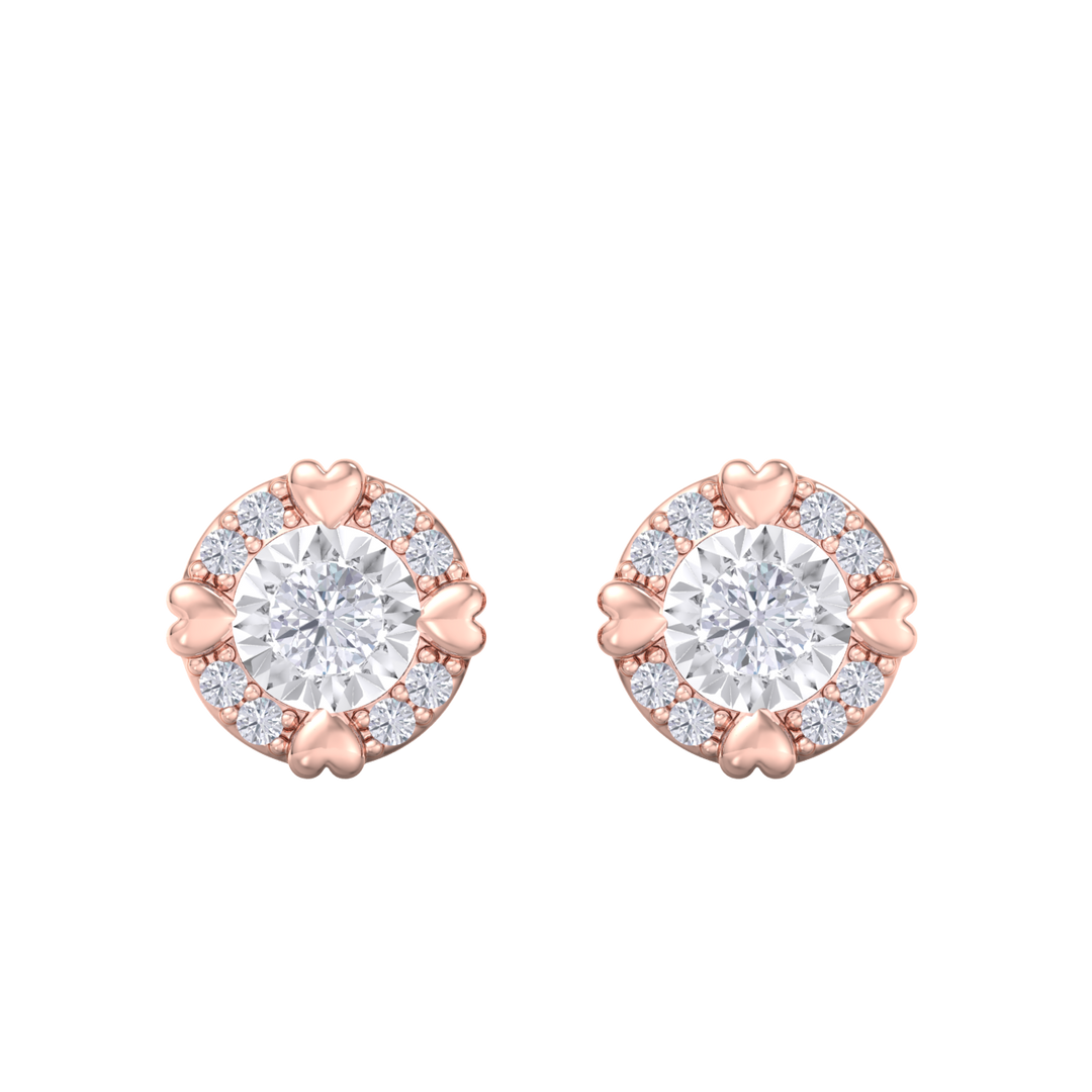 Halo earrings with miracle plate in white gold with white diamonds of 0.20 ct in weight