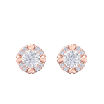 Load image into Gallery viewer, Halo earrings with miracle plate in rose gold with white diamonds of 0.20 ct in weight
