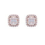 Load image into Gallery viewer, Halo square stud earrings in rose gold with white diamonds of 0.41 ct in weight
