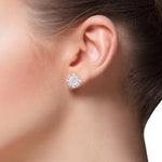 Load image into Gallery viewer, Halo earrings with miracle plate in white gold with white diamonds of 0.20 ct in weight
