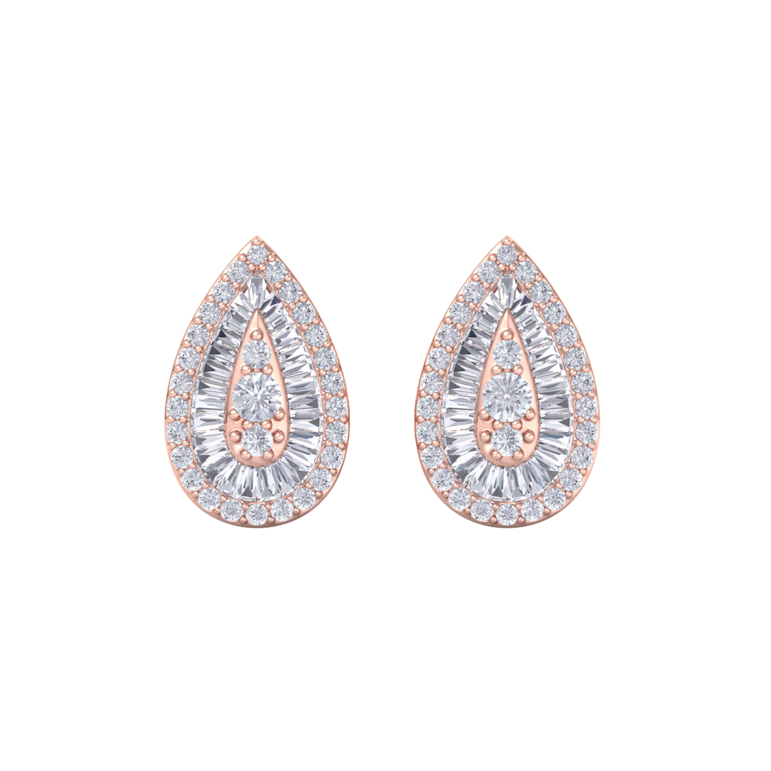 Pear shaped earrings in white gold with white diamonds of 0.79 ct in weight