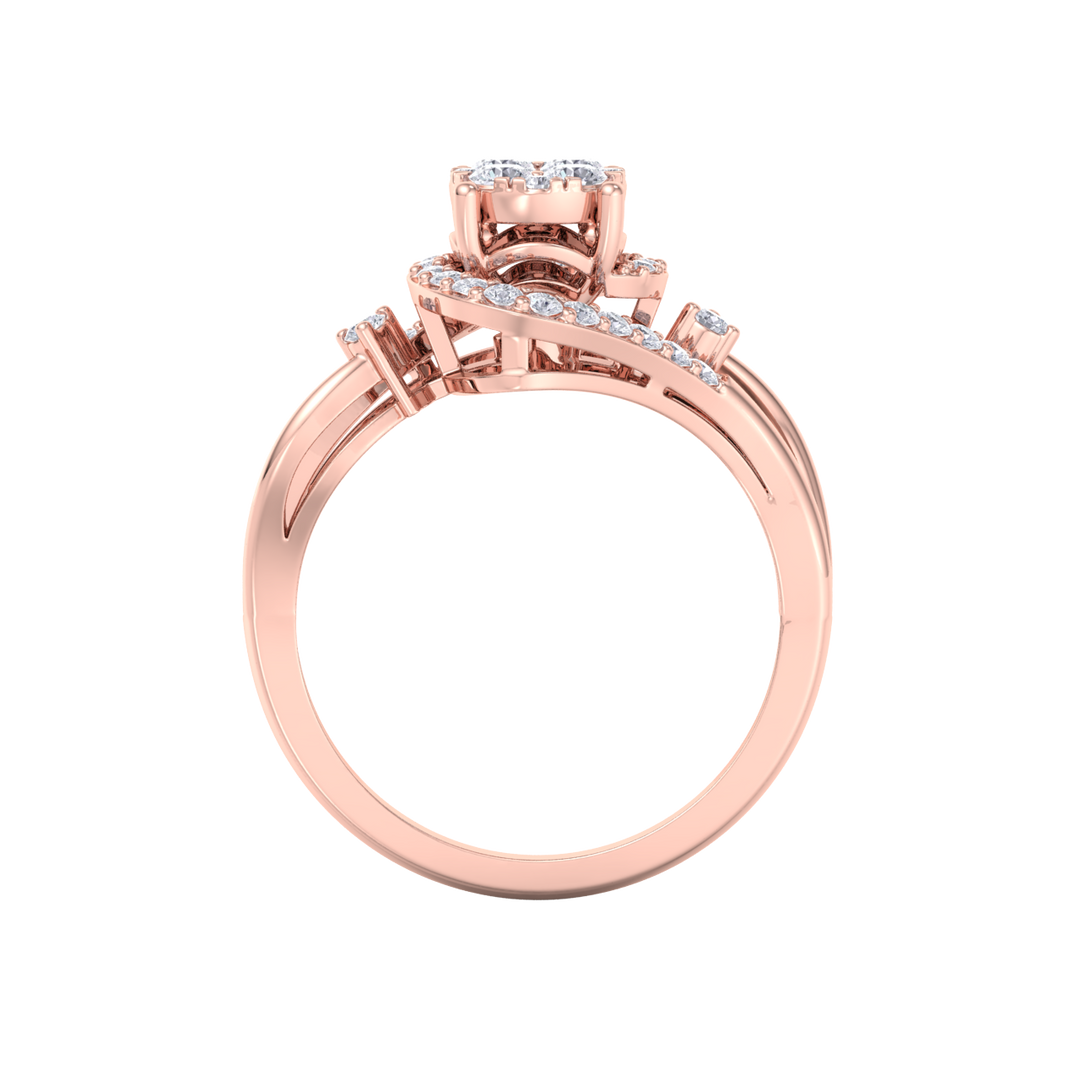 Engagement ring in rose gold with white diamonds of 0.26 ct in weight