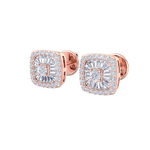 Load image into Gallery viewer, Square halo earrings in rose gold with white diamonds of 0.60 ct in weight
