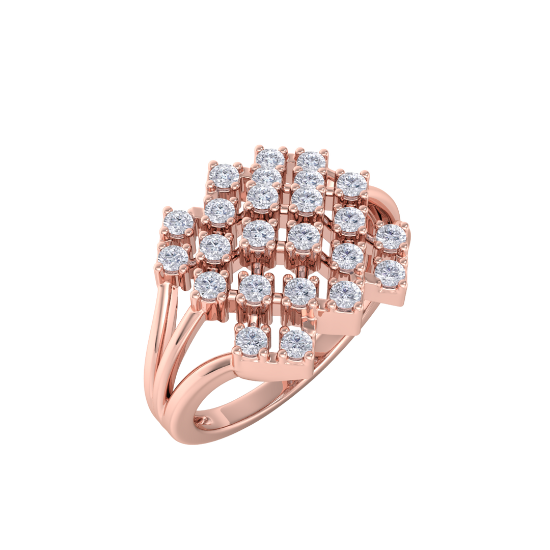 Elegant ring in yellow gold with white diamonds of 0.48 ct in weight