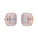 Load image into Gallery viewer, Square stud earrings in rose gold with white diamonds of 0.87 ct in weight
